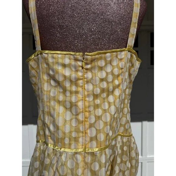 Vintage Robbie Bee Fit and Flare Polka Dot Yellow & White Midi Dress Zipper Sz14 - Picture 7 of 12